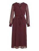 Vila Vifalia V-Neck L/S Midi Dress - Noos Burgundy