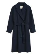 GANT Handstitched Belted Coat Blå