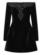 Bardot Luvia Velour Hourglass Dress Svart