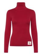 Calvin Klein Jeans Woven Label Roll Neck Röd