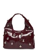 Gina Tricot Slouchy Studded Bag Burgundy