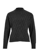 Vila Virelli Highneck L/S Cable Knit Top/Bfs Grå