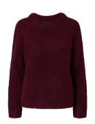 Selected Slfgabella Ls Knit Bow O-Neck Burgundy