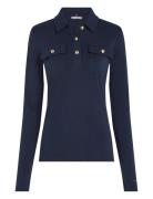 Tommy Hilfiger Slim Gold Btn Polo Ls Marinblå
