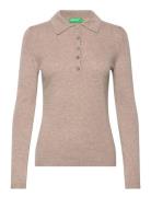 United Colors Of Benetton L/S Polo Shirt Beige