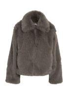 NOISY MAY Nmevie L/S Fur Jacket Noos Grå