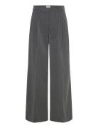 Monki Pleated High Waist Wide Leg Suiting Trousers Grå