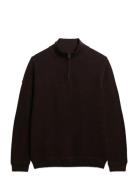 Superdry Lw Cotton Texture Half Zip Brun