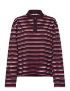 Monki Long-Sleeved Cotton Polo Top Burgundy