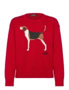 Lauren Ralph Lauren Intarsia-Knit Foxhound Cotton Sweater Röd