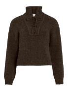 Vila Vigleeba High Neck L/S Rib Knit Top Brun