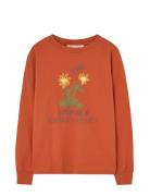 THE ANIMALS OBSERVATORY Flowers Red Dof Lonf Sleeve T-Shirt Orange