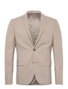 Lindbergh Flannel Wool Blend Blazer Beige