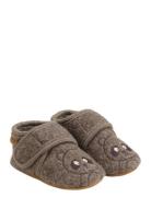 En Fant Wool Slippers W. Embroidery Brun