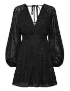 Bubbleroom 3D Sparkling Raglan Sleeve Short Dress Svart