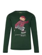 Ralph Lauren Kids Polo Bear Cotton Long-Sleeve Tee Grön