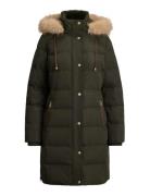 Lauren Ralph Lauren Faux-Fur-Trim Hooded Down Coat Grön