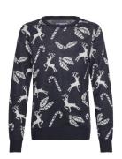 Jack & J S Jjxmas Andrew Knit Crew Neck Jnr Marinblå