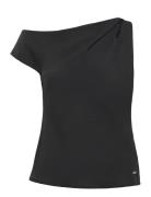 Calvin Klein Crepe Shoulder Top Svart