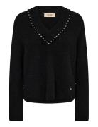 MOS MOSH Mmzora V-Neck Bead Knit Svart