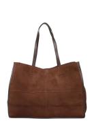 Mango Suede Leather Shopper Bag Brun