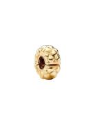 Pandora Studded Pattern 14K Gold-Plated Clip With Silic Grip Guld