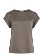 Vila Viellette S/S Satin Top - Noos Brun