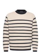 J. Lindeberg Sawyer Stripe Crew Neck Kräm