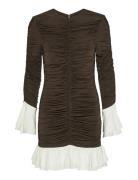 ROTATE Birger Christensen Mini Ruched Ls Dress Brun