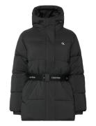 Calvin Klein Jeans Belted Midweight Puffer Svart