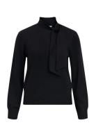 Object Objthess L/S Re Bow Knit Pullover Noos Svart