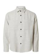 Selected Slhreghank Herringb Overshirt Kräm