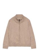 Mango Zipped Knit Cardigan Beige