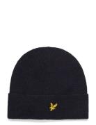 Lyle & Scott Lambswool Blend Ribbed Beanie Marinblå