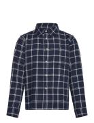 Mango Cotton Check Shirt Marinblå