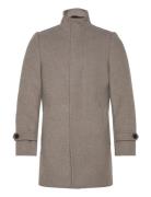 Lindbergh Recycled Wool Funnel Neck Coat Beige