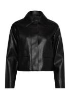 Mango Faux-Leather Jacket With Pockets Svart