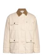 Mango Denim Parka With Corduroy Collar Kräm