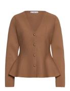 Mango Fitted Knitted Jacket With Buttons Brun