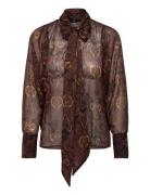Mango Paisley-Print Blouse With Foulard Brun
