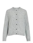 Vila Vivioli O-Neck Rib Knit Cardigan-Noos Grå