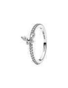 Pandora Butterfly Sterling Silver Ring With Clear Cubic Zirconia Silve...