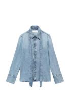 Mango Denim Shirt With Bow Blå