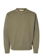 Selected Slhrelaxluke Ls Sweat Crew Neck Noos Grön