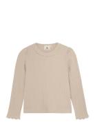 En Fant T-Shirt Ls Pointelle Beige