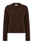 MOS MOSH Mmzora V-Neck Bead Knit Brun