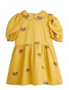 Mini Rodini E.t Aop Woven Ss Dress Gul