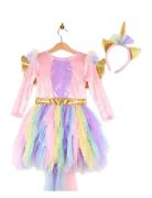Den Goda Fen Dress Unicorn W Diadem Rosa