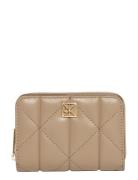 Calvin Klein Quilted Flap Zip Around Beige