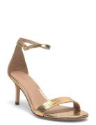Lauren Ralph Lauren Allie Mid-Heel Metallic Embossed Sandal Guld